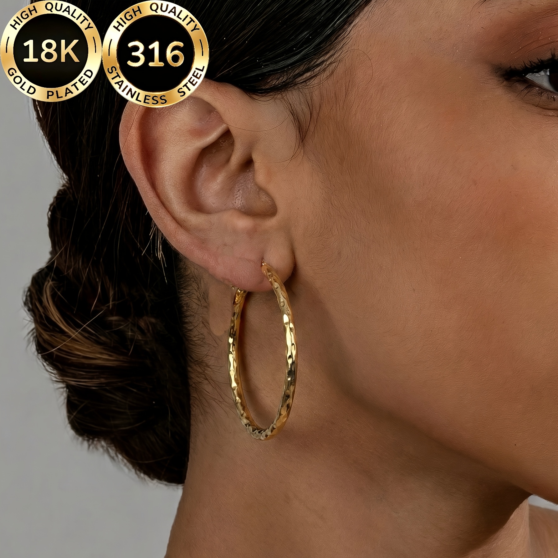 Women's 18K Gold-Plated Minimalist Curved Hoop Earrings